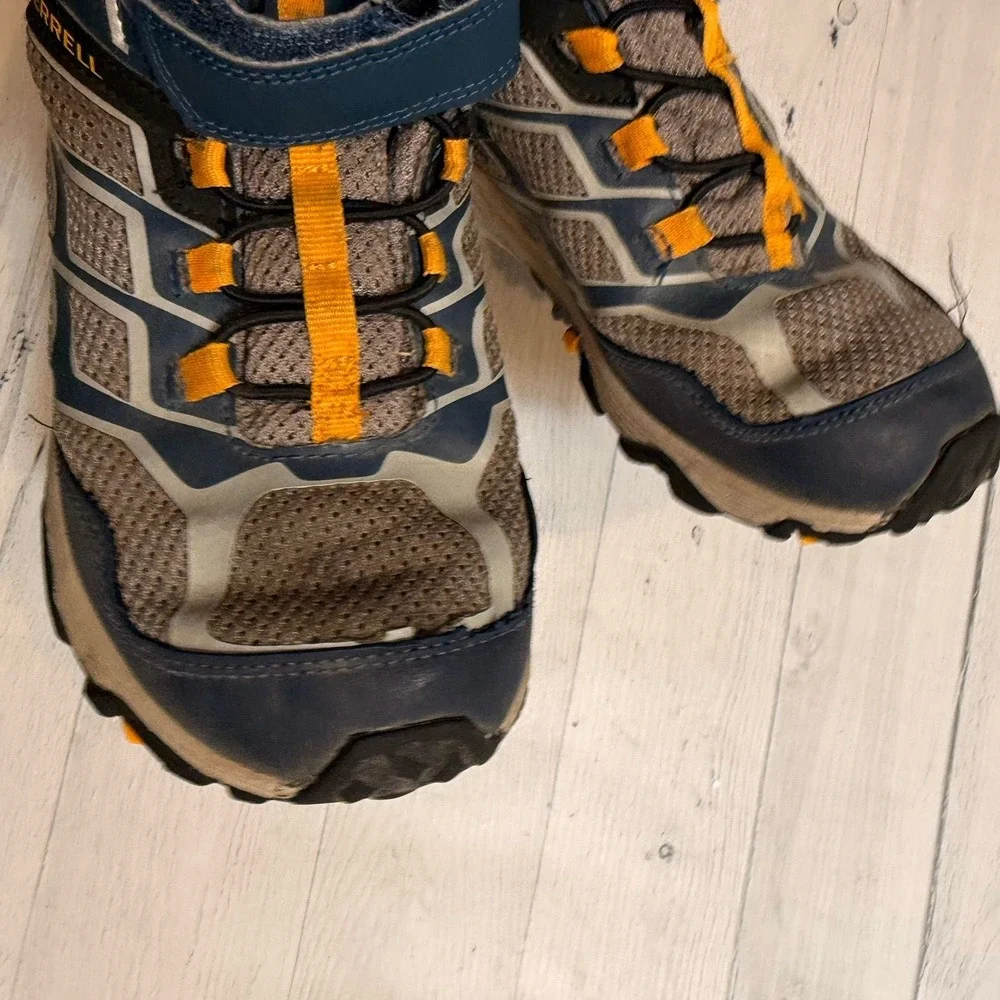 Merrell kids‎ hiking shoes boots grey blue orange big kids size 4